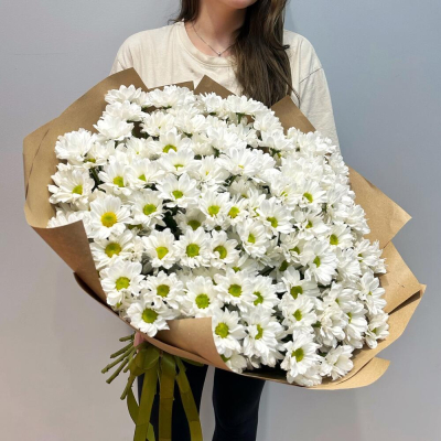 Букет «21 ромашка» – нежные белые кустовые хризантемы в натуральном стиле Анадырь Чукотский автономный округ