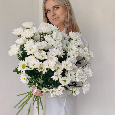 Букет «Ромашка» — свежесть белых хризантем в деревенском стиле Анадырь Чукотский автономный округ