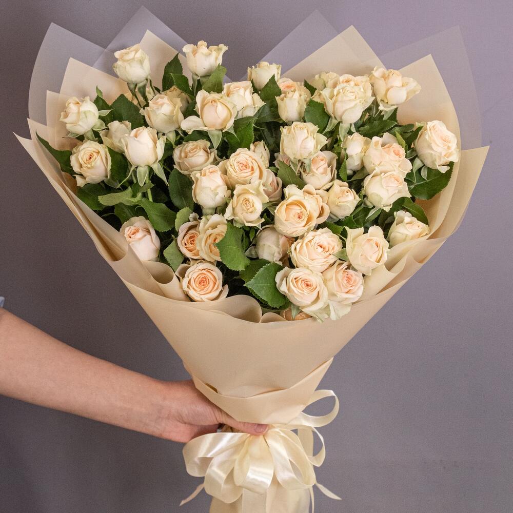 Букет «Персик» – пышные кустовые розы нежно-персикового оттенка Анадырь Чукотский автономный округ