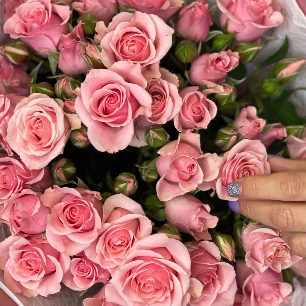 Букет из 9 розовых кустовых роз – нежность в каждом лепестке Анадырь Чукотский автономный округ