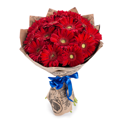 Яркий букет из 15 красных гербер – воплощение страсти и жизнерадостности Анадырь Чукотский автономный округ