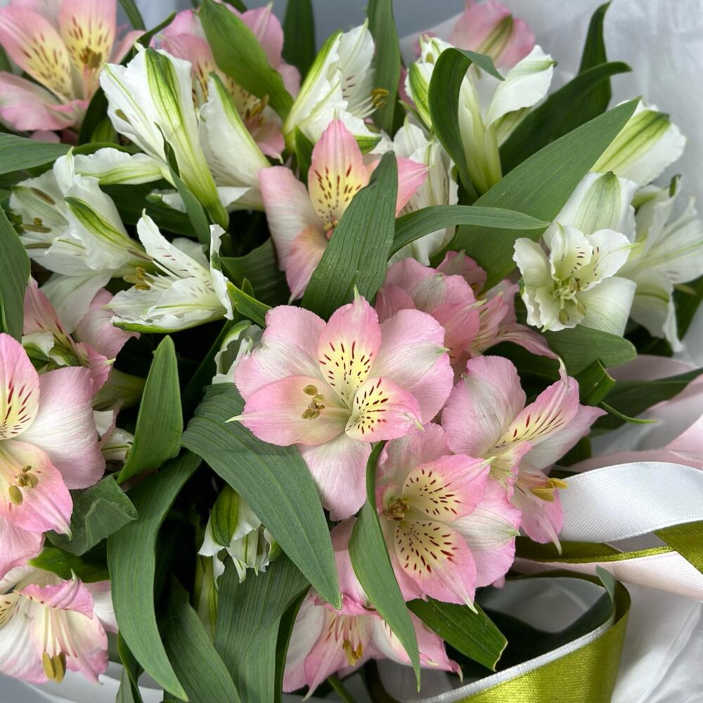 Букет «Нежность» – трогательное сочетание белых и розовых альстромерий Анадырь Чукотский автономный округ