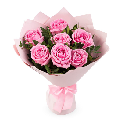 Букет из розовых роз с фисташкой – нежность в каждом лепестке Анадырь Чукотский автономный округ