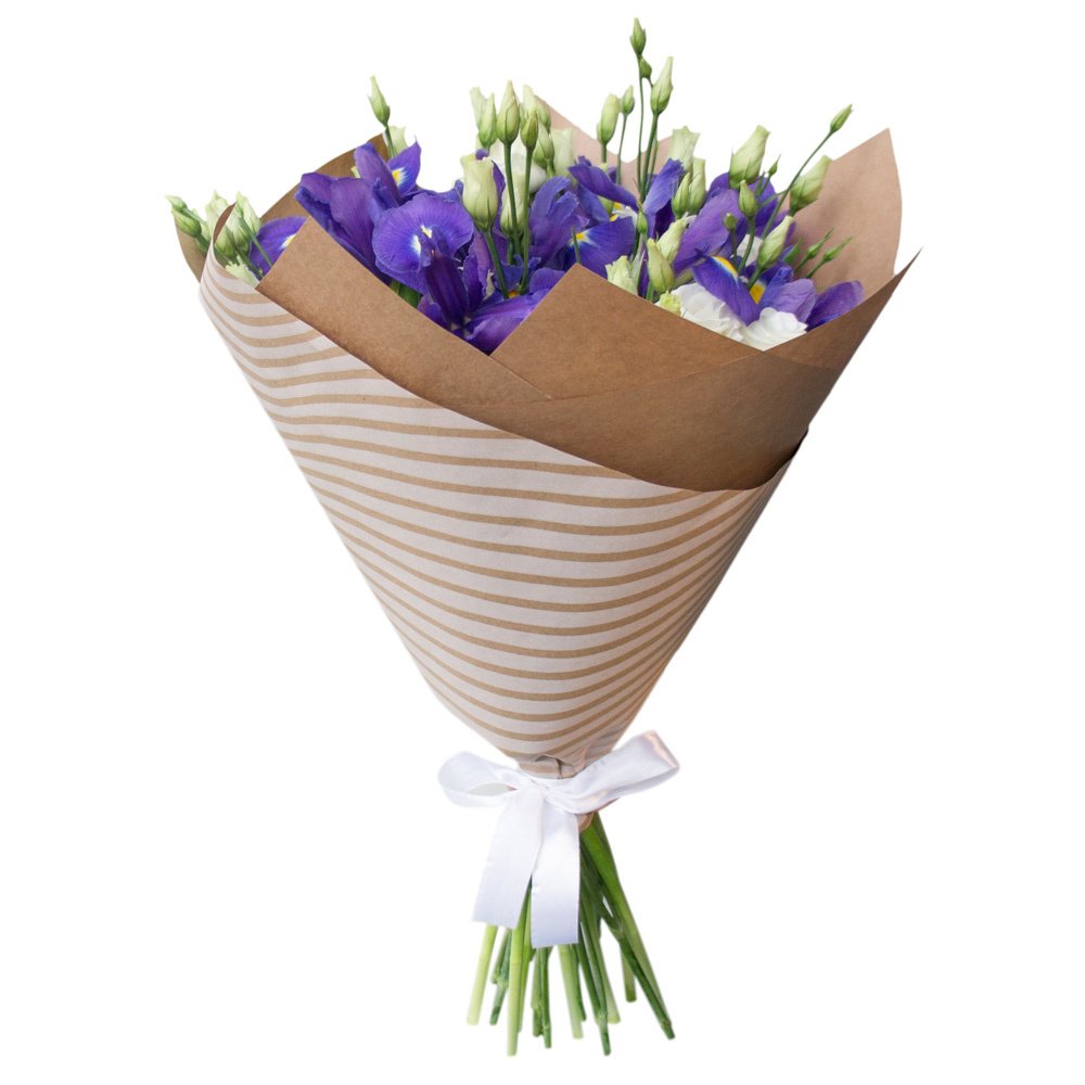 Изысканный букет из синих ирисов и белых эустом – гармония утонченности Анадырь Чукотский автономный округ