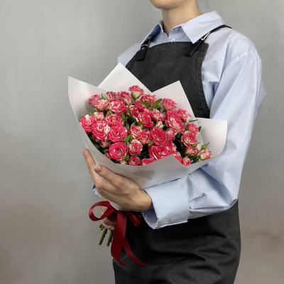 Букет «Фейерверк» – 9 пышных кустовых роз в огненной палитре Анадырь Чукотский автономный округ