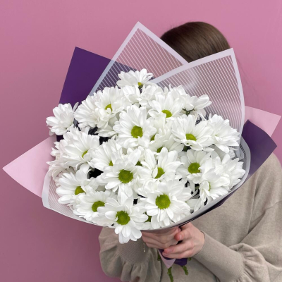 Букет «Весеннее настроение» – свежесть белых хризантем Анадырь Чукотский автономный округ