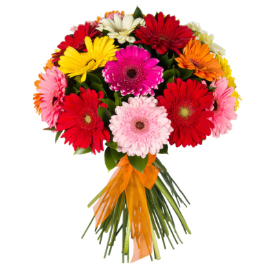 Букет «Мамба» – взрыв красок из оранжевых, лиловых и розовых гербер Анадырь Чукотский автономный округ