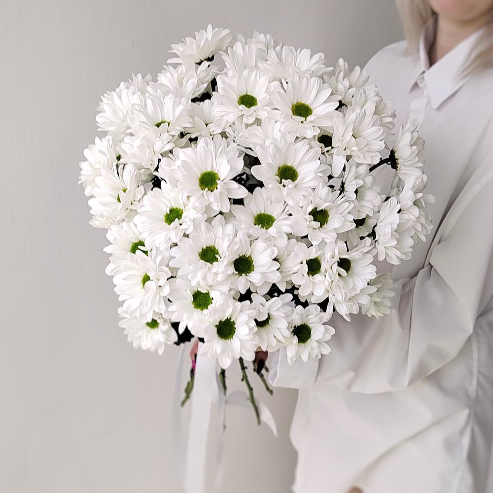 Букет «Ромашка» – 9 белоснежных хризантем в деревенском стиле Анадырь Чукотский автономный округ