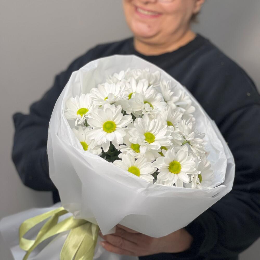 Букет «Ромашковый» – нежные белые хризантемы в деревенском стиле Анадырь Чукотский автономный округ
