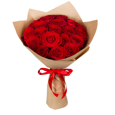 Букет из красных роз в крафт-бумаге Анадырь Чукотский автономный округ