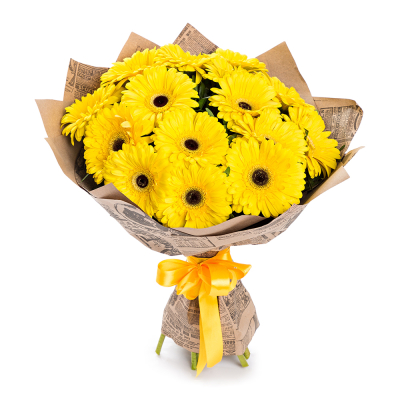 Пышный букет из 15 жёлтых гербер – как луч солнца в ваших руках Анадырь Чукотский автономный округ