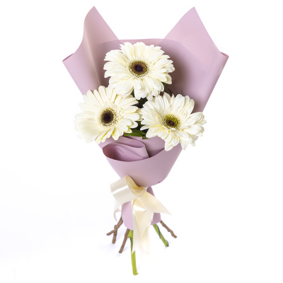 Нежный букет из 3 белых гербер – символ искренности и света Анадырь Чукотский автономный округ