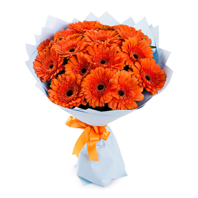 Яркий букет из 15 оранжевых гербер – как кусочек солнца в ваших руках Анадырь Чукотский автономный округ